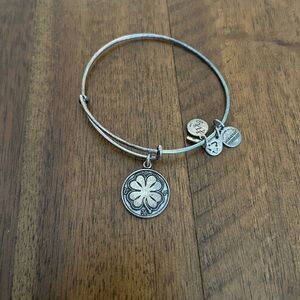 Alex & Ani Shamrock Silver Charm Bangle Bracelet